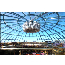 Techo de copa de vidrio prefabricado espacio de acero estructura de truss para vidrio techo de tragaluces